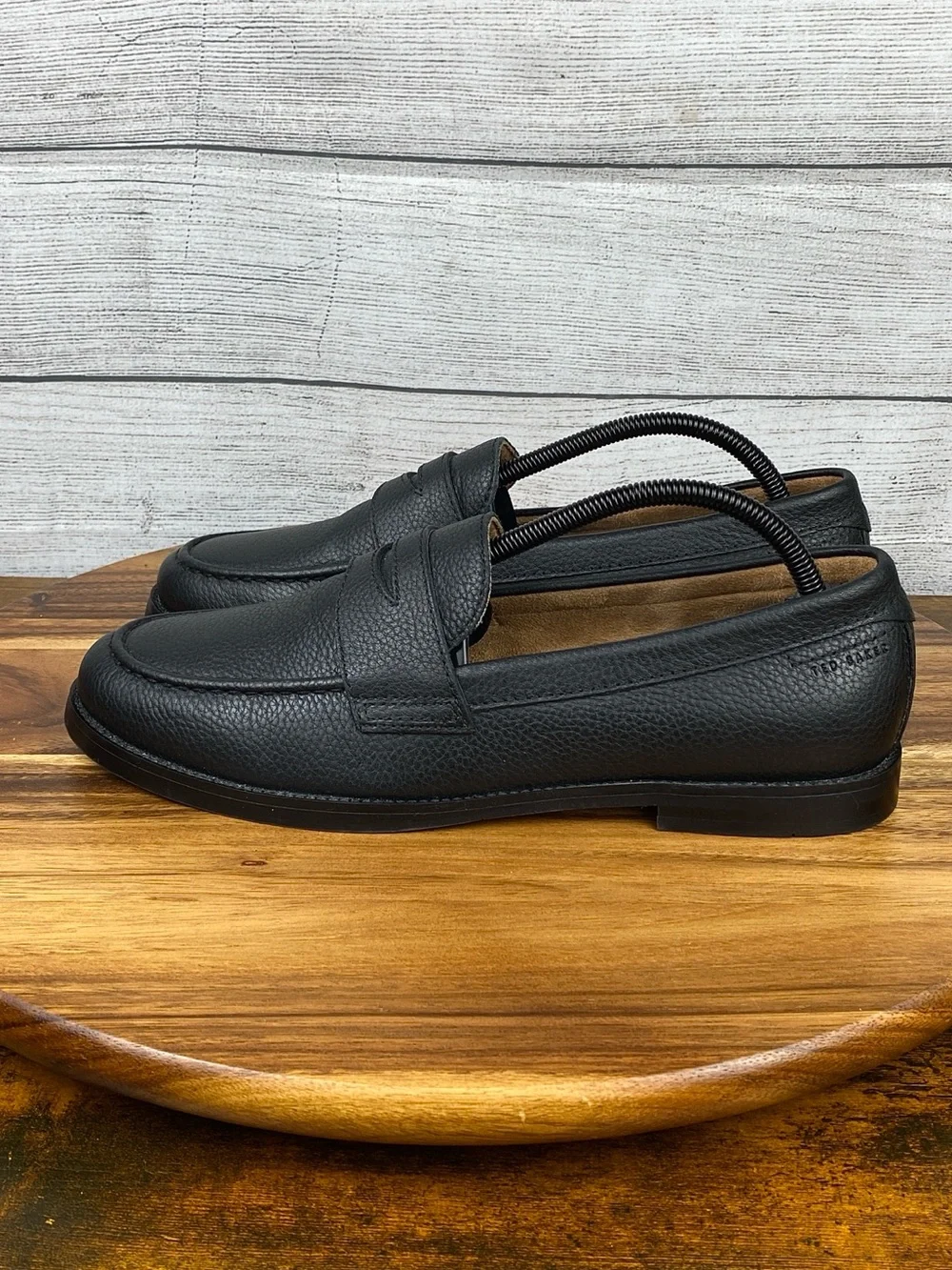 Ted Baker Parliament Penny Loafers Pebbled Black Leather Upper Men’s Shoe Size 9